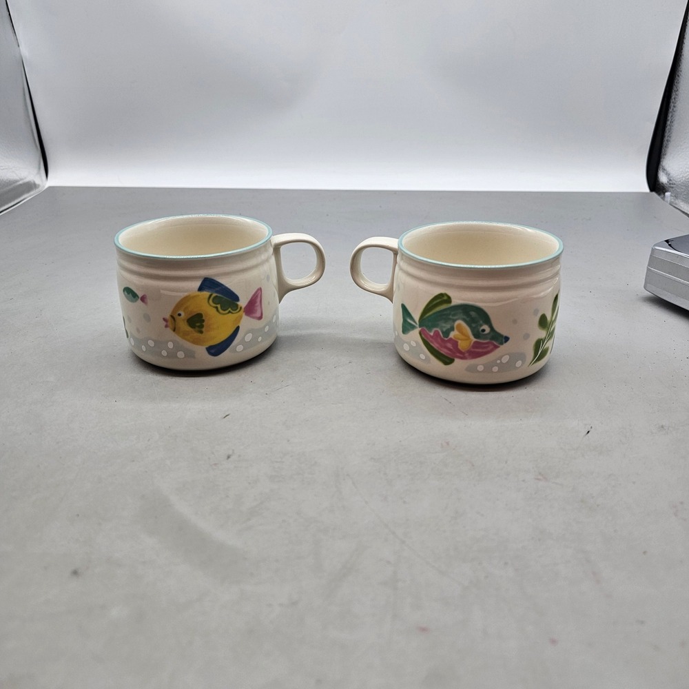 Studio Nova Barrier Reef Soup Mugs Set of 2 Tropical Fish Y2310 Stoneware
